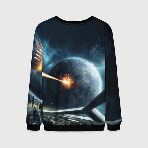 Мужской свитшот Stellaris взрыв звезды лучом с космического корабл / 3D-Черный – фото 2