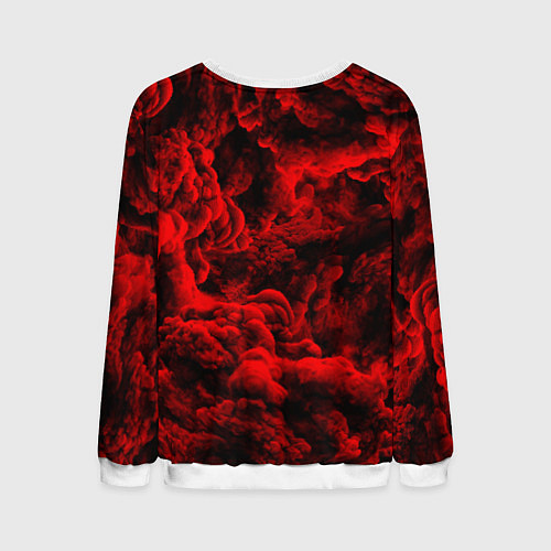 Мужской свитшот Красный дым Red Smoke Красные облака / 3D-Белый – фото 2