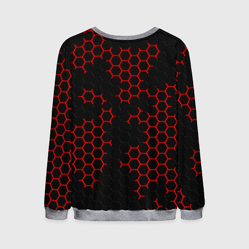 Мужской свитшот НАНОКОСТЮМ Black and Red Hexagon Гексагоны / 3D-Меланж – фото 2