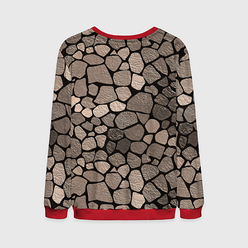 Мужской свитшот Черно-коричневая текстура камня / 3D-Красный – фото 2