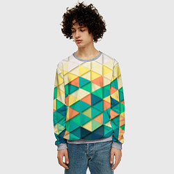 Свитшот мужской Цветные объемные треугольники, цвет: 3D-меланж — фото 2