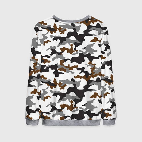 Мужской свитшот Камуфляж Чёрно-Белый Camouflage Black-White / 3D-Меланж – фото 2