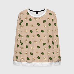 Свитшот мужской Авокадо на бежевом паттерн, цвет: 3D-белый
