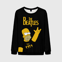 Свитшот мужской The Beatles Гомер Симпсон Рокер, цвет: 3D-черный