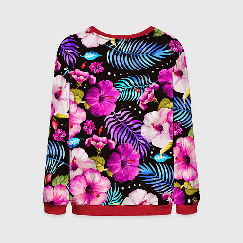 Мужской свитшот Floral pattern Summer night Fashion trend / 3D-Красный – фото 2