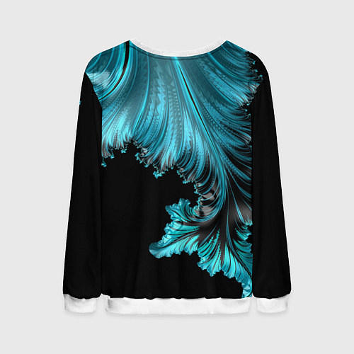 Мужской свитшот Черный с голубым неоновый фрактал Ледяная абстракц / 3D-Белый – фото 2