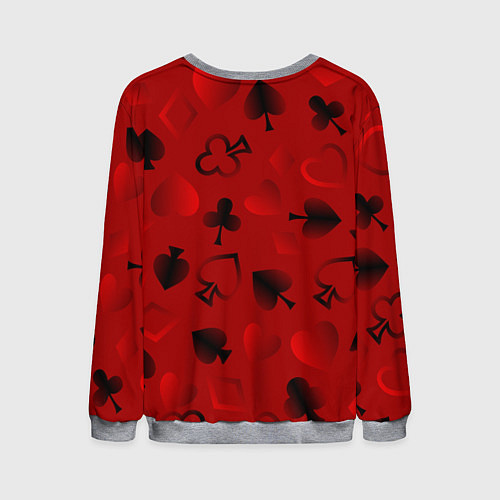 Мужской свитшот Карты карточные масти на красном фоне / 3D-Меланж – фото 2
