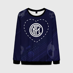 Мужской свитшот Лого Inter в сердечке на фоне мячей