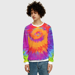 Свитшот мужской Тай дай в радуге, цвет: 3D-белый — фото 2