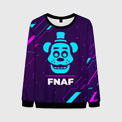 Мужской свитшот Символ FNAF в неоновых цветах на темном фоне