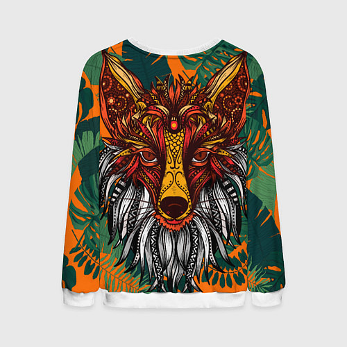 Мужской свитшот Рыжая Лиса африканский узор Разноцветная лисичка / 3D-Белый – фото 2