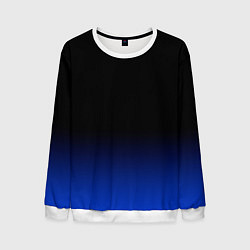 Свитшот мужской Черный с синим градиент, цвет: 3D-белый