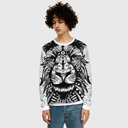 Свитшот мужской Черно белый Африканский Лев Black and White Lion, цвет: 3D-белый — фото 2