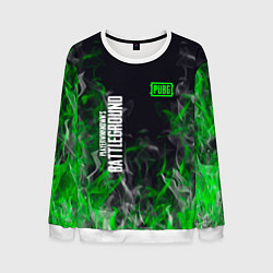 Свитшот мужской Pubg - зелёное пламя, цвет: 3D-белый