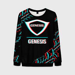 Свитшот мужской Значок Genesis в стиле Glitch на темном фоне, цвет: 3D-черный