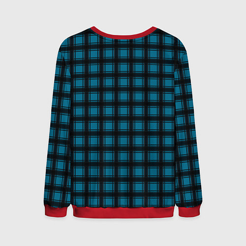 Мужской свитшот Black and blue plaid / 3D-Красный – фото 2