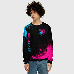 Свитшот мужской AEK Athens - Neon Gradient, цвет: 3D-черный — фото 2