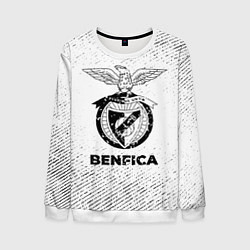 Свитшот мужской Benfica с потертостями на светлом фоне, цвет: 3D-белый