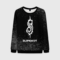 Свитшот мужской Slipknot с потертостями на темном фоне, цвет: 3D-черный