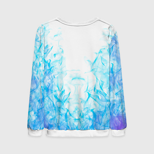 Мужской свитшот Five Nights At Freddys - синий огонь на белом фоне / 3D-Белый – фото 2