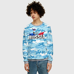 Свитшот мужской Russia: синий камфуляж, цвет: 3D-меланж — фото 2