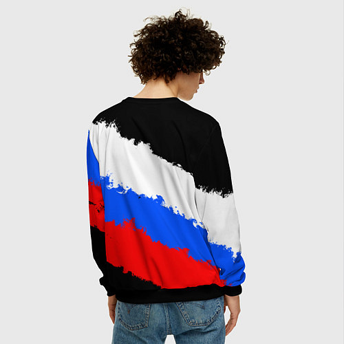 Мужской свитшот ВДВ - герб и триколор / 3D-Черный – фото 4