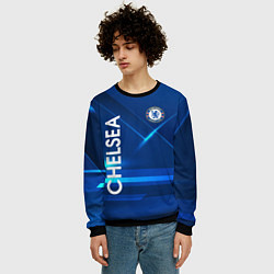 Свитшот мужской Chelsea Синяя абстракция, цвет: 3D-черный — фото 2