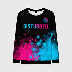 Свитшот мужской Disturbed - neon gradient: символ сверху, цвет: 3D-черный