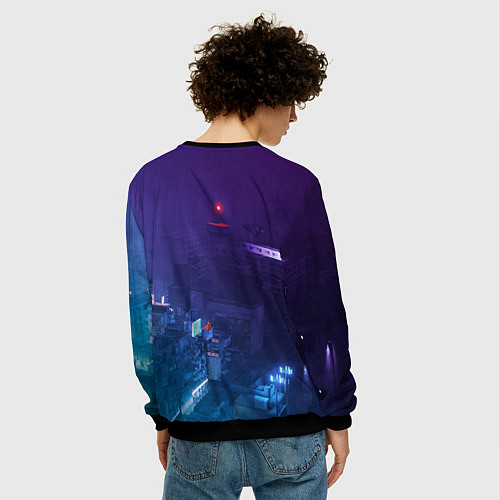 Мужской свитшот Stray кот неон / 3D-Черный – фото 4