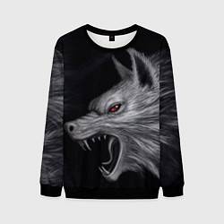 Свитшот мужской Агрессивный волк, цвет: 3D-черный