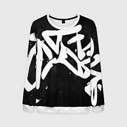 Свитшот мужской Иероглифы в стиле граффити, цвет: 3D-белый