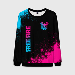 Мужской свитшот Free Fire - neon gradient: символ и надпись вертик