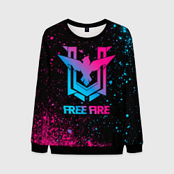 Свитшот мужской Free Fire - neon gradient, цвет: 3D-черный