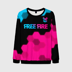 Мужской свитшот Free Fire - neon gradient: символ сверху