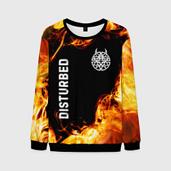 Свитшот мужской Disturbed и пылающий огонь, цвет: 3D-черный