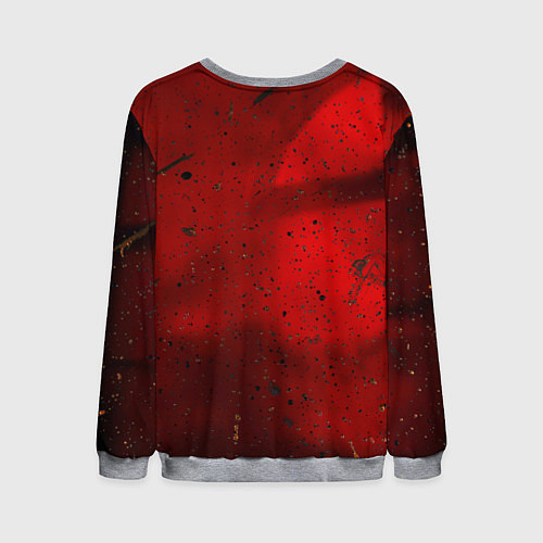 Мужской свитшот Абстрактный красный дым и брызги тёмной краски / 3D-Меланж – фото 2