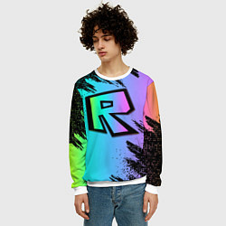 Свитшот мужской Roblox neon logo, цвет: 3D-белый — фото 2
