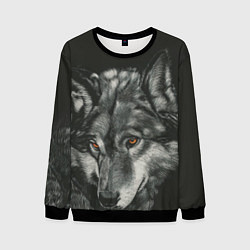Свитшот мужской Серый мудрый волк, цвет: 3D-черный
