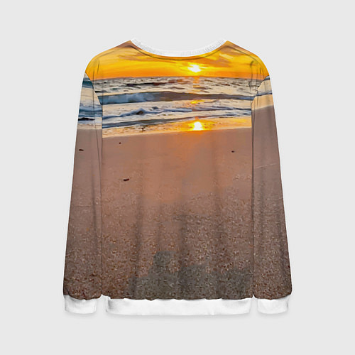 Мужской свитшот Ракушка на песочном берегу тихого океана / 3D-Белый – фото 2