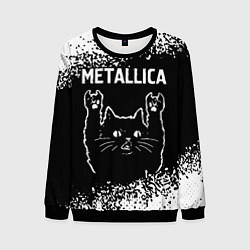 Свитшот мужской Группа Metallica и рок кот, цвет: 3D-черный