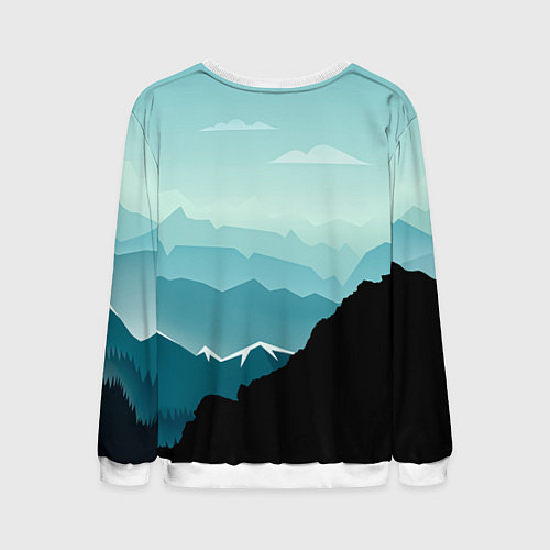 Мужской свитшот Горный козел и горы / 3D-Белый – фото 2