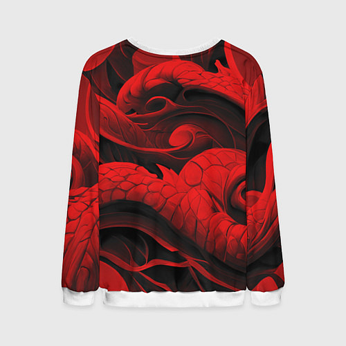 Мужской свитшот Дракон - китайский иероглиф / 3D-Белый – фото 2