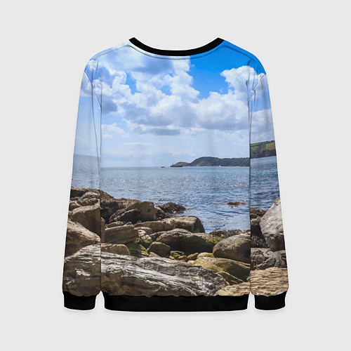 Мужской свитшот Парусник на горизонте океана / 3D-Черный – фото 2