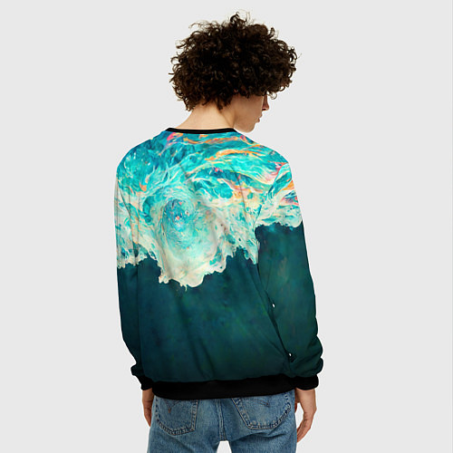 Мужской свитшот Поток воды / 3D-Черный – фото 4