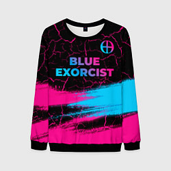 Свитшот мужской Blue Exorcist - neon gradient: символ сверху, цвет: 3D-черный