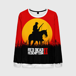 Свитшот мужской Red Dead Redemption 2 - закат, цвет: 3D-белый
