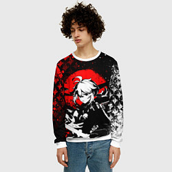 Свитшот мужской Кадзуха - Мрачный геншин, цвет: 3D-белый — фото 2