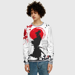 Свитшот мужской Самурай на фоне солнца, цвет: 3D-меланж — фото 2