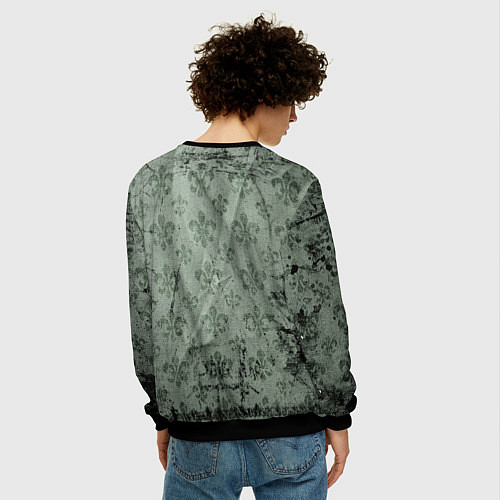 Мужской свитшот Старая затёртая мешковина с принтом / 3D-Черный – фото 4