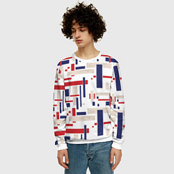 Свитшот мужской Геометрический узор Орион красно-синий на белом, цвет: 3D-белый — фото 2